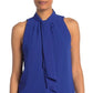 Blusa Calvin Klein Feminina Sem Mangas Gola Amarrada Azul Tamanho Grande