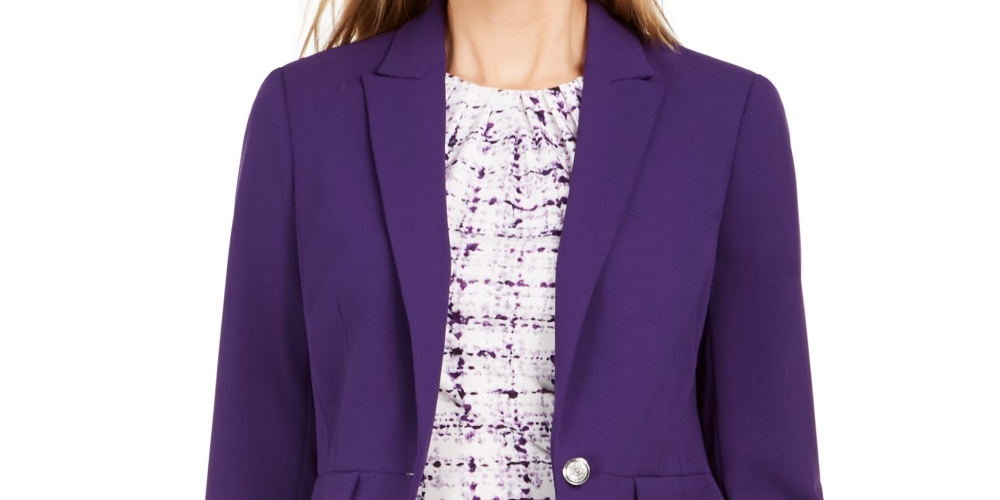 Calvin Klein Blazer Feminino de Um Botão Roxo Tamanho 8