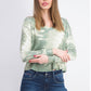 Blusa canelada tingida Crave Fame Juniors, tamanho P, verde