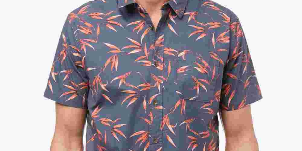 Camisa masculina Jack O'Neill Bamboo manga curta, azul, tamanho extragrande