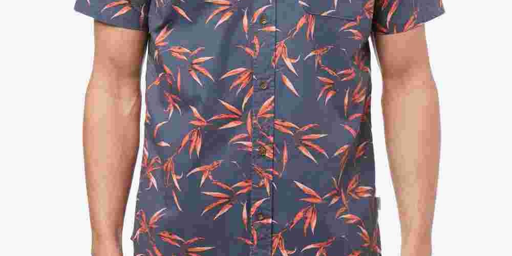 Camisa masculina Jack O'Neill Bamboo manga curta, azul, tamanho extragrande