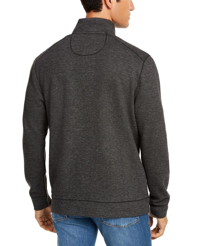 Tommy Bahama Playa Pina Port Moletom com zíper de um quarto masculino, preto, tamanho pequeno