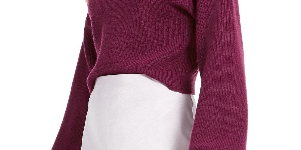 Suéter feminino Lucy Paris com gola careca, roxo, tamanho médio