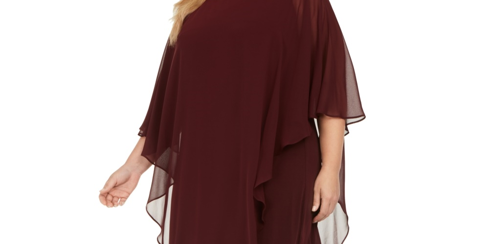 Vestido Plus Size Sobreposto Feminino Connected Roxo Tamanho 24W