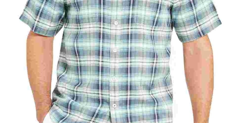 Camisa xadrez Tommy Bahama Desert Duo masculina, verde, tamanho pequeno
