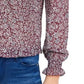 Q&amp;A Blusa estampada com babados feminina roxa tamanho pequeno