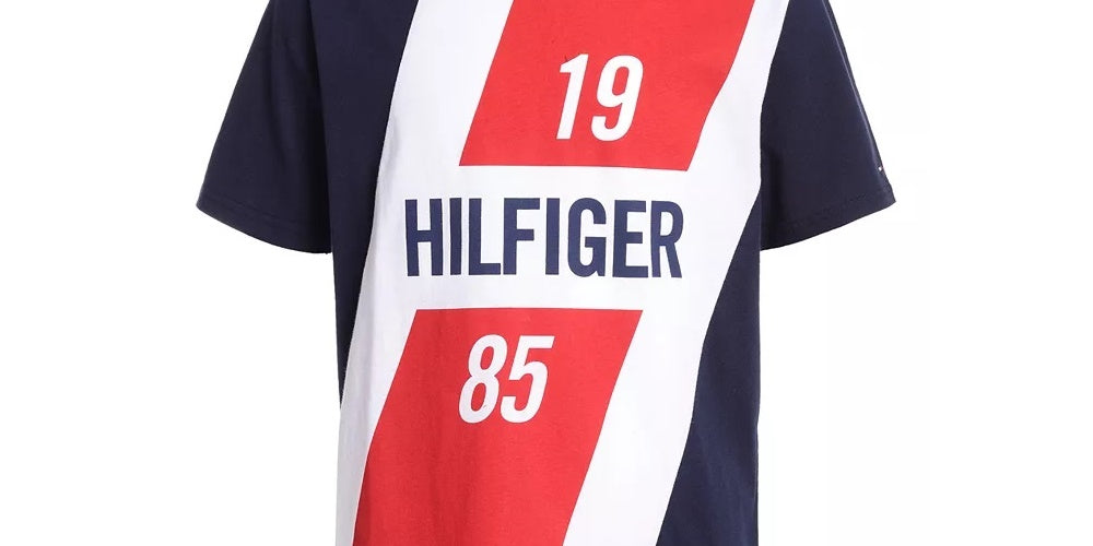 Camiseta Tommy Hilfiger Infantil Meninos Colorblocked Logo Panel Azul Escuro Tamanho 3T