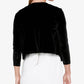 Tommy Hilfiger Cardigan Feminino de Veludo com Bainha de Lenço e Manga Longa Aberta, Suéter Formal Preto, Tamanho Grande