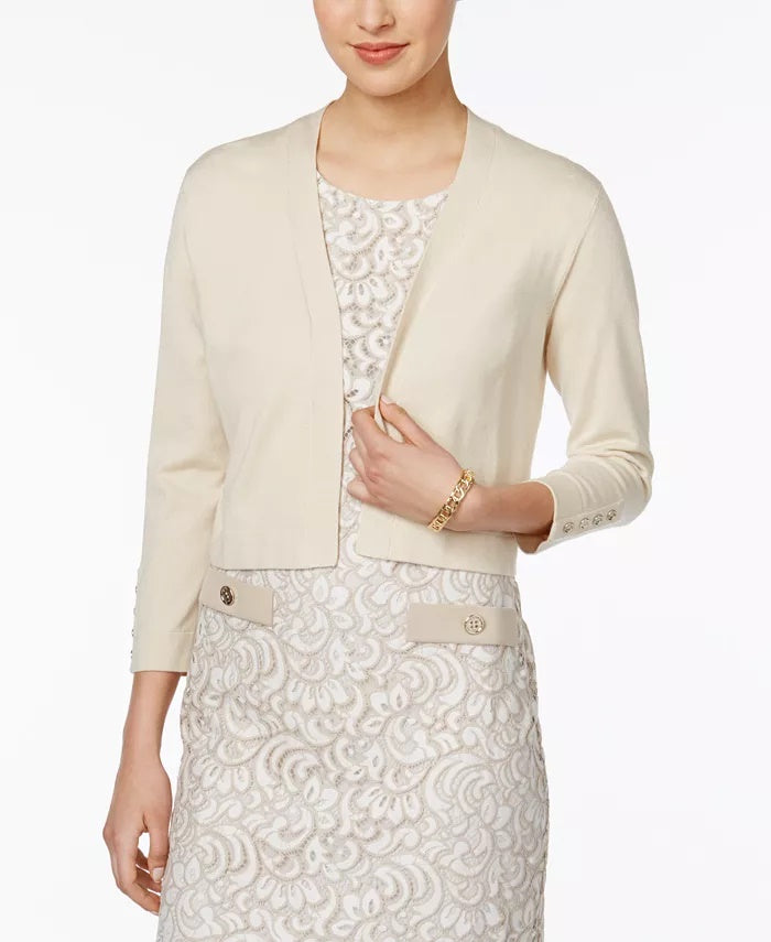 Tommy Hilfiger Cardigan Feminino Manga Botão Branco Tamanho P