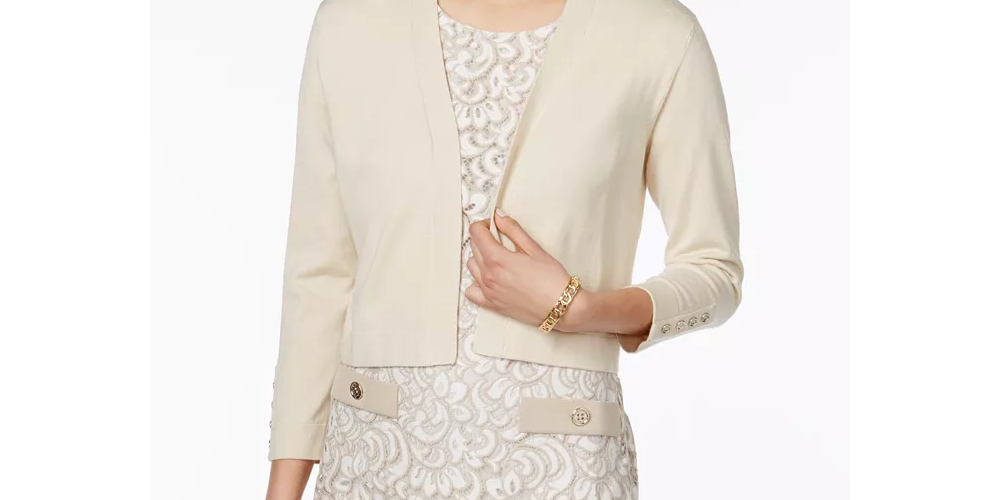 Tommy Hilfiger Cardigan Feminino Manga Botão Branco Tamanho P