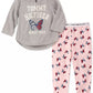 Tommy Hilfiger Conjunto de pijama infantil com 2 peças, borboleta, tamanho 4-5, para meninas pequenas e grandes