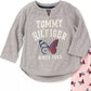 Tommy Hilfiger Conjunto de pijama infantil com 2 peças, borboleta, tamanho 4-5, para meninas pequenas e grandes