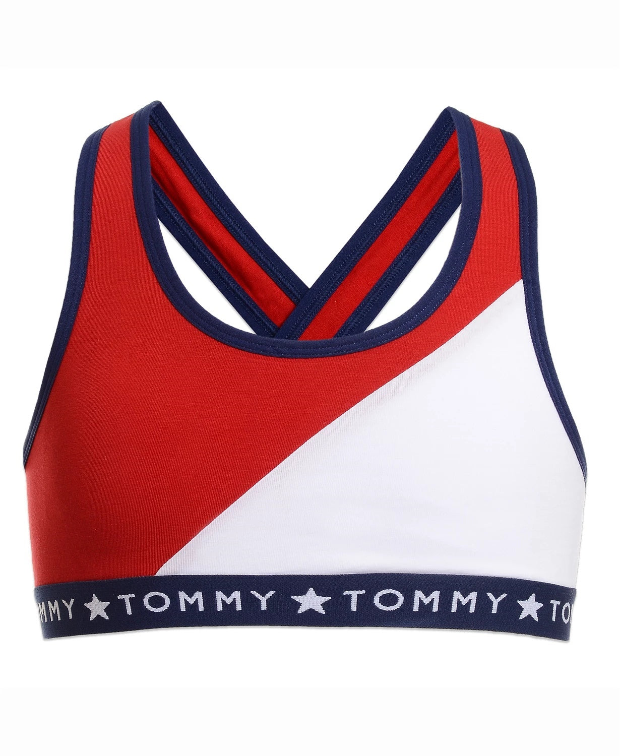Sutiã Tommy Hilfiger Little &amp; Big Girl's Cross Back Colorblocked Branco Tamanho 6-7