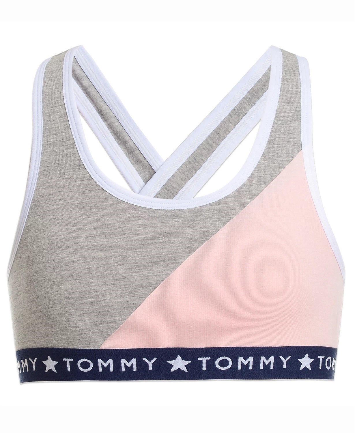 Sutiã Tommy Hilfiger Little &amp; Big Girl's Cross Back Colorblocked Rosa Tamanho 6-7