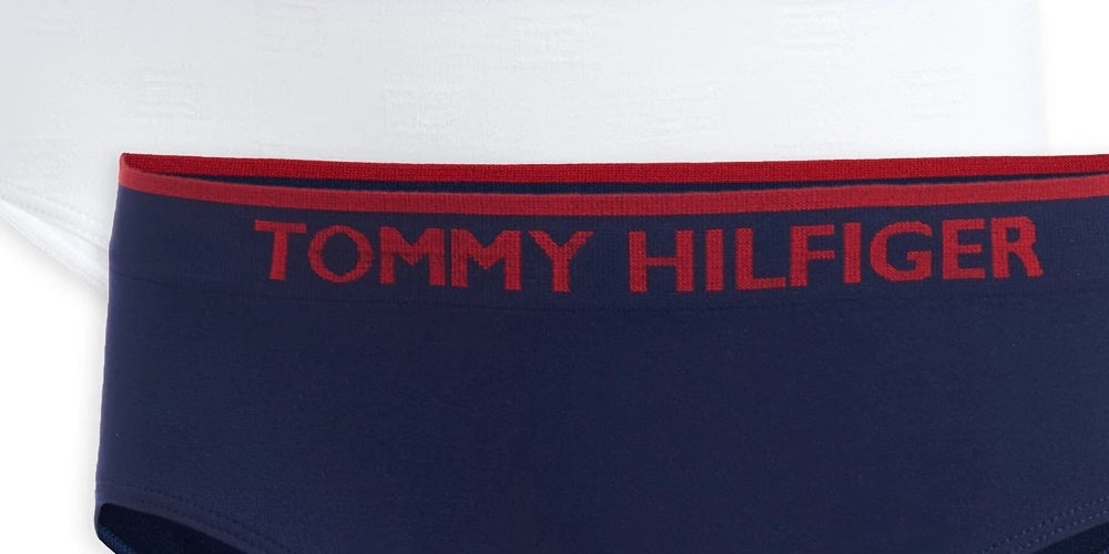 Tommy Hilfiger Little &amp; Big Girl's 2 unidades, roupa íntima hipster sem costura, azul-marinho, tamanho 12-14
