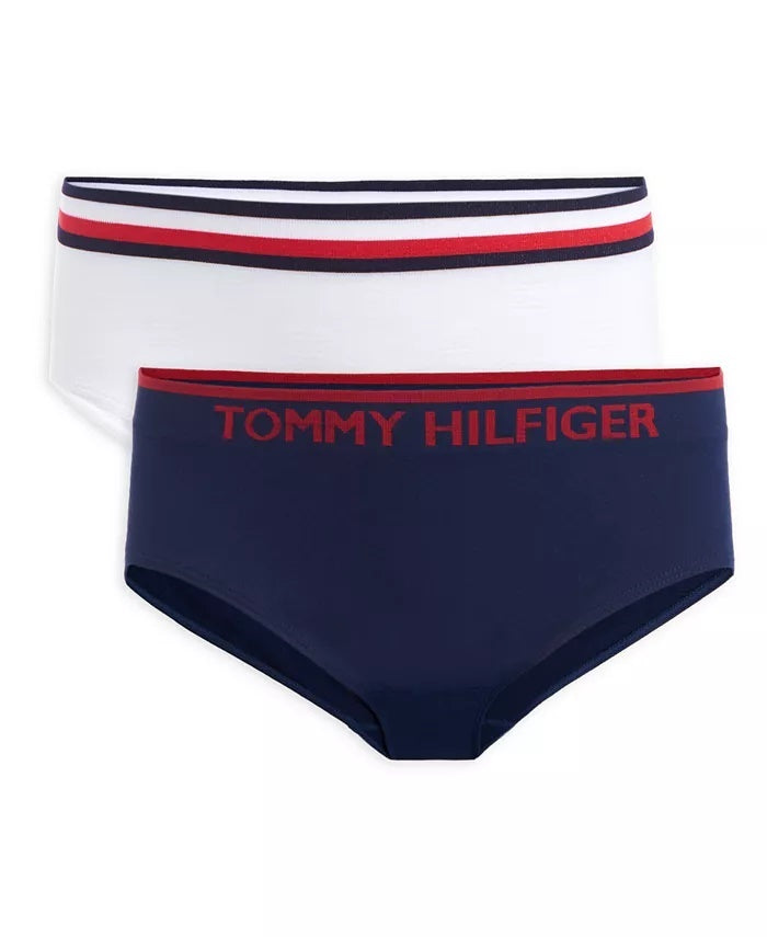 Tommy Hilfiger Big Girl's' Seamless Hipster Underwear Bandeira Azul Marinho Tamanho 8-10
