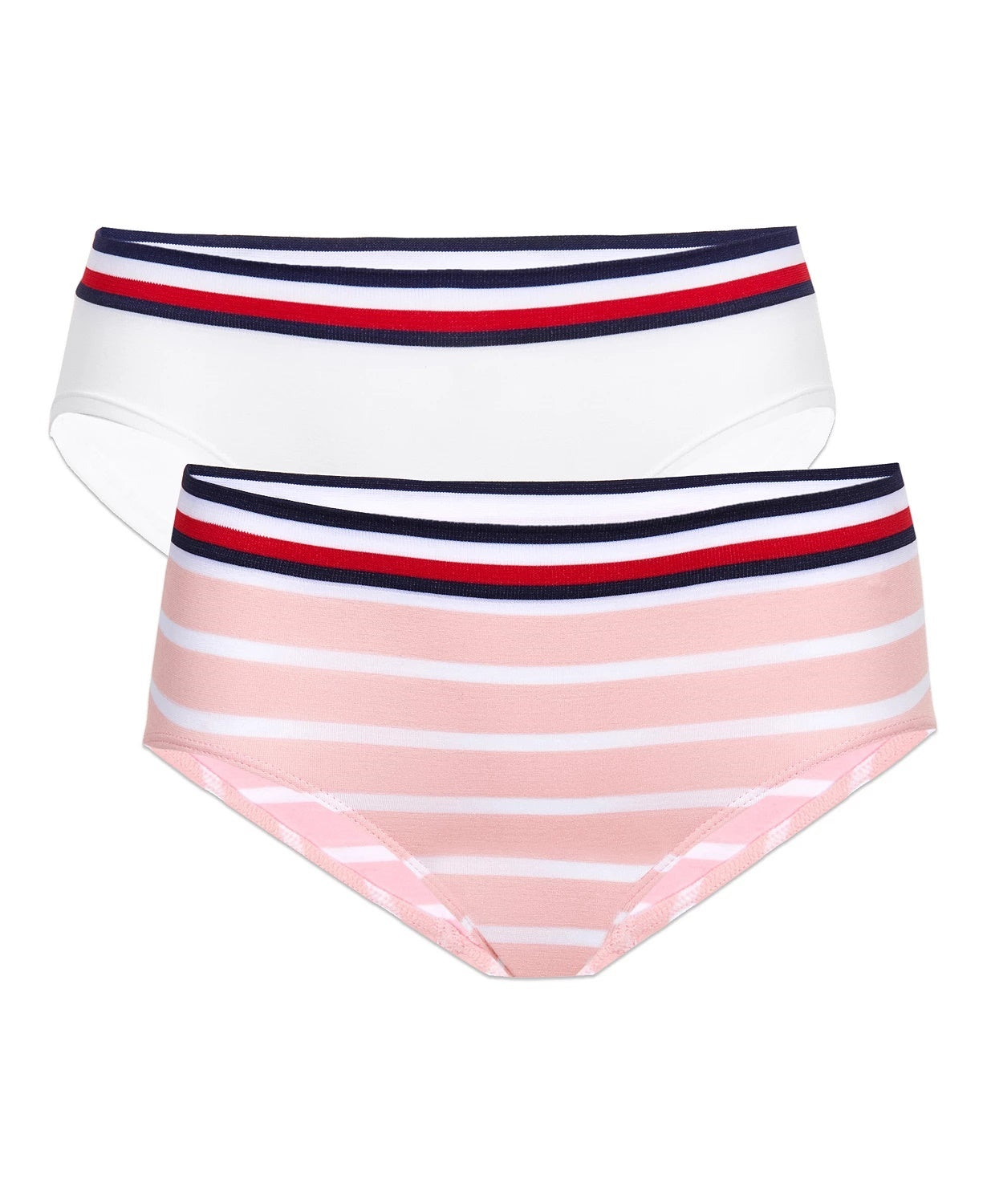 Tommy Hilfiger Little &amp; Big Girl's 2 unidades - Roupa íntima hipster sem costura, branca, tamanho 6-7
