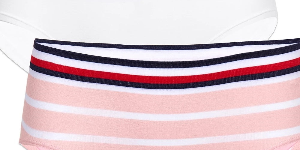 Tommy Hilfiger Little &amp; Big Girl's 2 unidades - Roupa íntima hipster sem costura, branca, tamanho 6-7