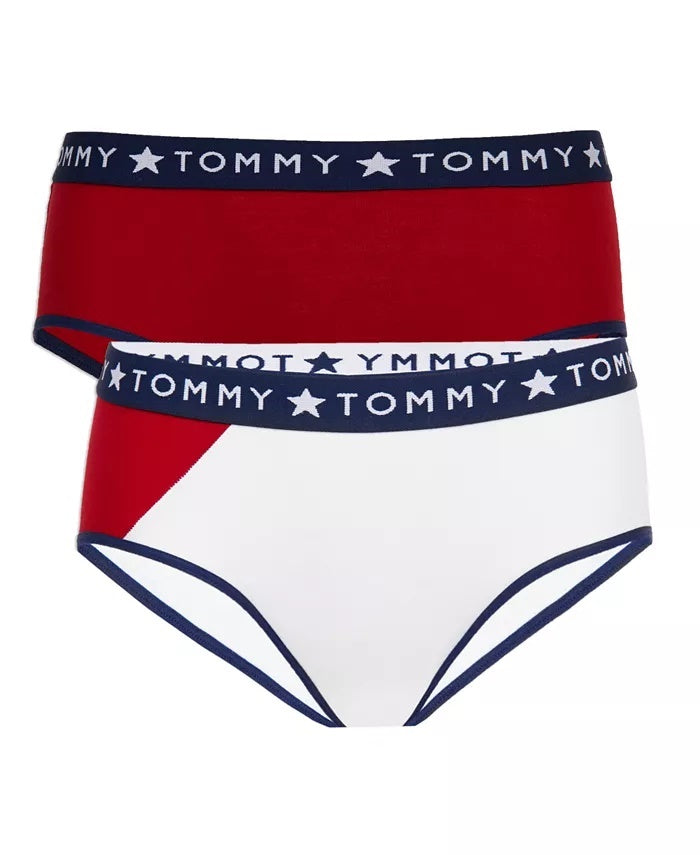 Tommy Hilfiger Little &amp; Big Girl's 2 unidades - Roupa íntima hipster sem costura, branca, tamanho 6-7