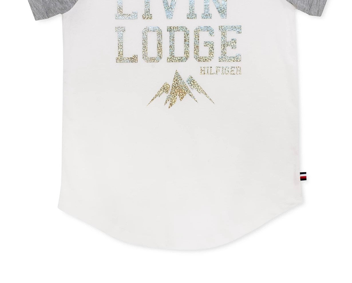 Camiseta Tommy Hilfiger Infantil para Meninas Algodão Livin' Lodge Branca Tamanho 3T