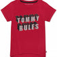 Camiseta Tommy Hilfiger para meninas, de algodão, Tommy Rules, vermelha brilhante, tamanho 6