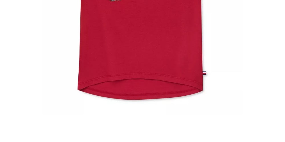 Camiseta Tommy Hilfiger para meninas, de algodão, Tommy Rules, vermelha brilhante, tamanho 6
