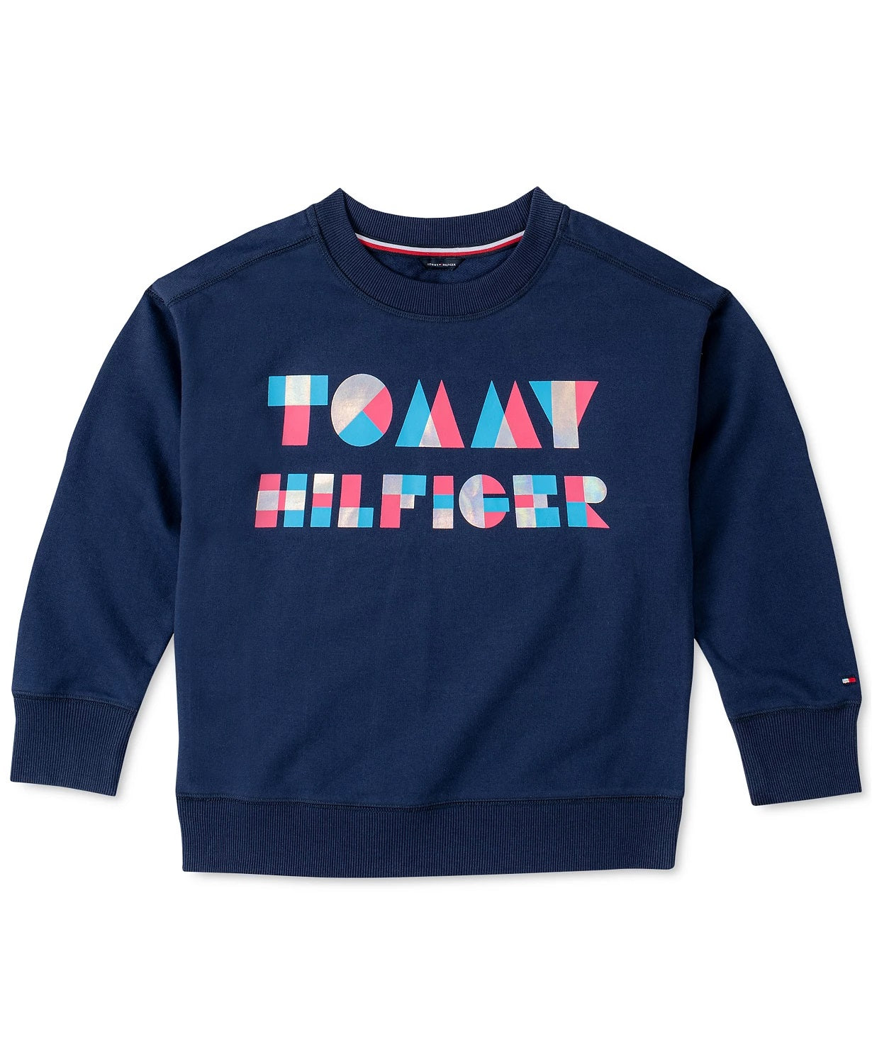 Tommy Hilfiger Moletom com logotipo para meninas, azul marinho, tamanho 6X