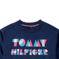 Tommy Hilfiger Moletom com logotipo para meninas, azul marinho, tamanho 6X
