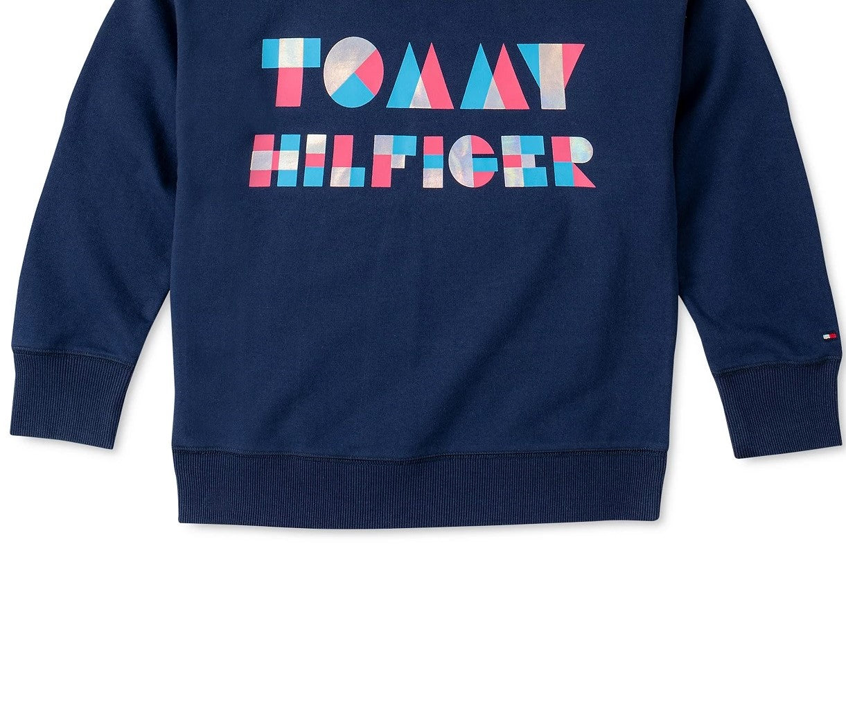 Tommy Hilfiger Moletom com logotipo para meninas, azul marinho, tamanho 6X