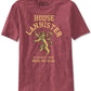 Camiseta masculina estampada Game of Thrones House Lannister da Ripple Junction, vermelha escura, tamanho pequeno