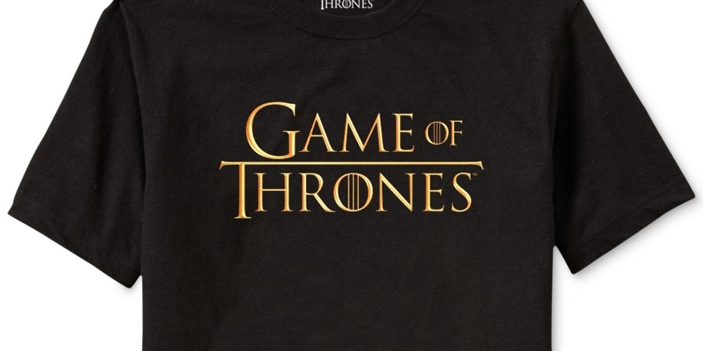 Camiseta masculina com logotipo de Game of Thrones da Ripple Junction, preta, tamanho grande