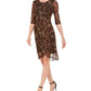 Vestido feminino estampado alto-baixo marrom tamanho 10 da Connected