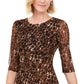 Vestido feminino estampado alto-baixo marrom tamanho 10 da Connected