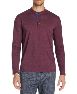 Tallia Masculino Slim Fit Mercerizado Paisley Manga Longa Vermelho Tamanho P