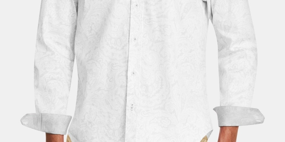 Camisa masculina Tallia com botões e gola pontuda estampada, branca, tamanho XX-G