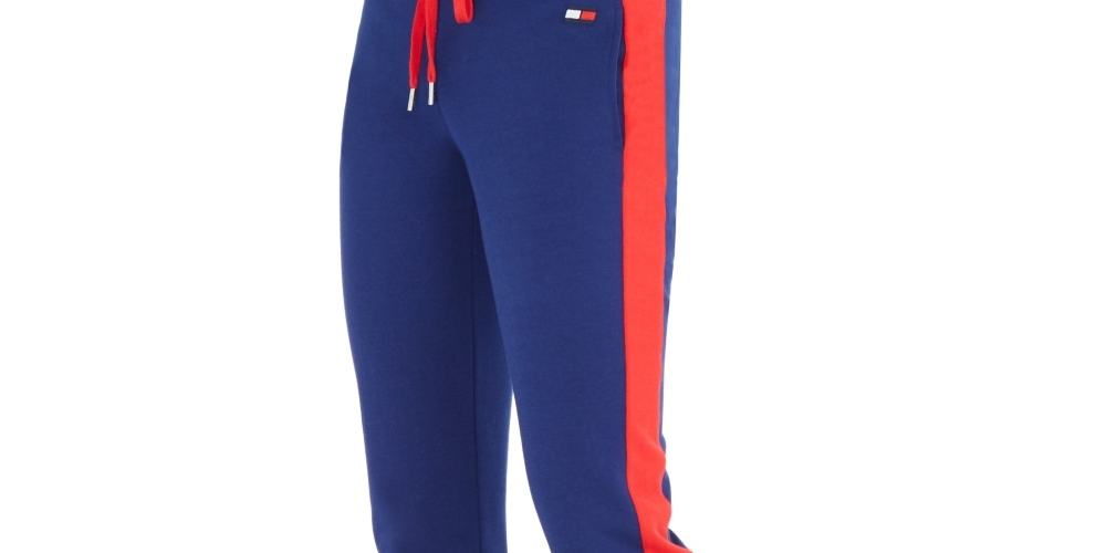 Calça jogger feminina Tommy Hilfiger Sport Colorblocked azul tamanho médio