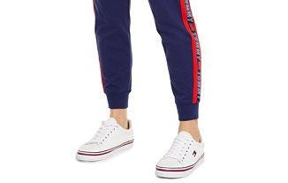 Calça jogger feminina Tommy Hilfiger Sport com logo azul, tamanho extragrande