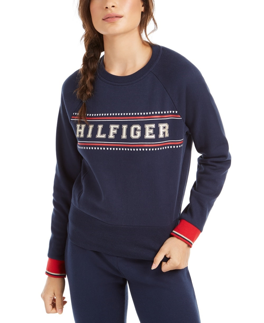 Tommy Hilfiger Moletom com logotipo esportivo feminino azul marinho tamanho XX-G