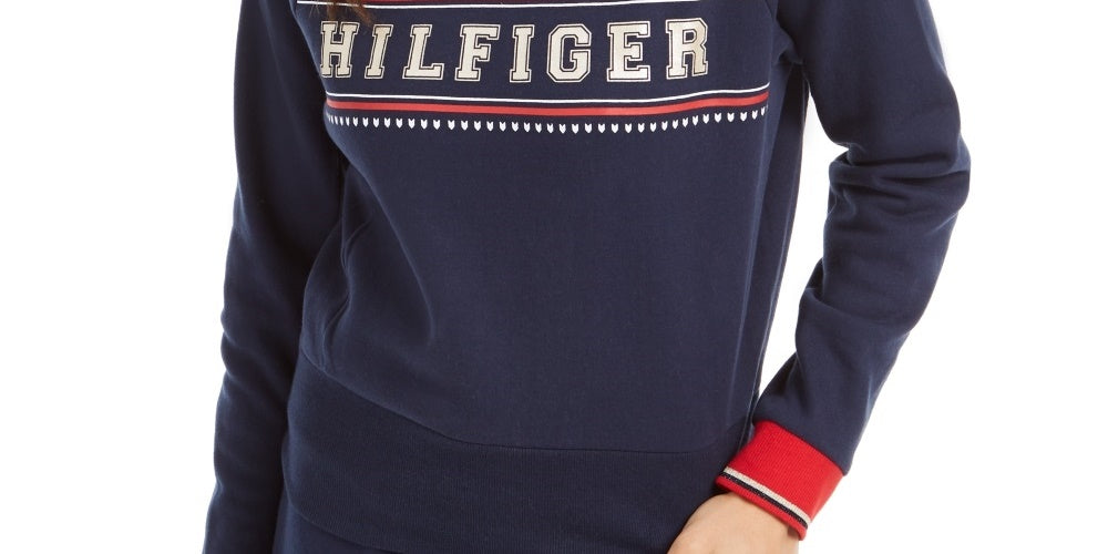 Tommy Hilfiger Moletom com logotipo esportivo feminino azul marinho tamanho XX-G