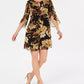 Vestido curto de chiffon floral com decote em V, tamanho 4P, amarelo escuro, da Connected Women