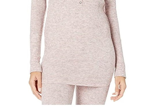 Túnica Henley Térmica Rosa Feminina Think da Free People, de Malha Waffle, Plush, Nova, Rosa, Tamanho X-S