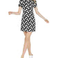 Vestido justo feminino Trina Trina Turk com estampa geométrica óptica, branco, tamanho médio