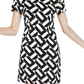 Vestido justo feminino Trina Trina Turk com estampa geométrica óptica, branco, tamanho médio