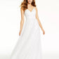Vestido infantil Crystal Doll com decote em V e lantejoulas, tamanho 11, branco