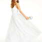 Vestido infantil Crystal Doll com decote em V e lantejoulas, tamanho 11, branco