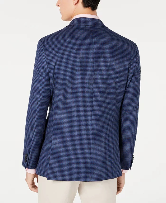 Tommy Hilfiger Jaqueta Esportiva Masculina Modern-Fit Thflex Stretch Azul/Vermelho Xadrez Azul Tamanho 40