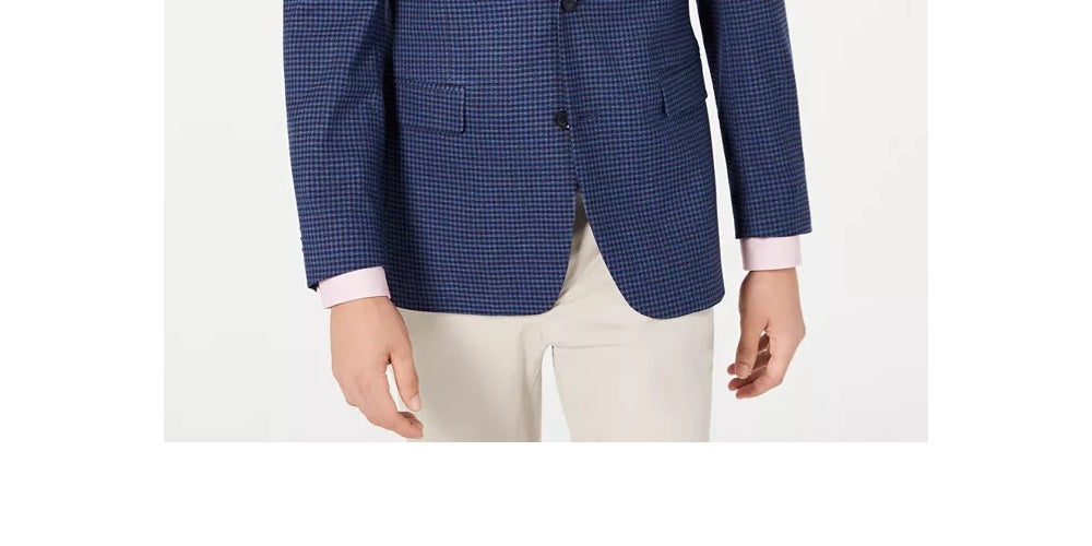 Tommy Hilfiger Jaqueta Esportiva Masculina Modern-Fit Thflex Stretch Azul/Vermelho Xadrez Azul Tamanho 40