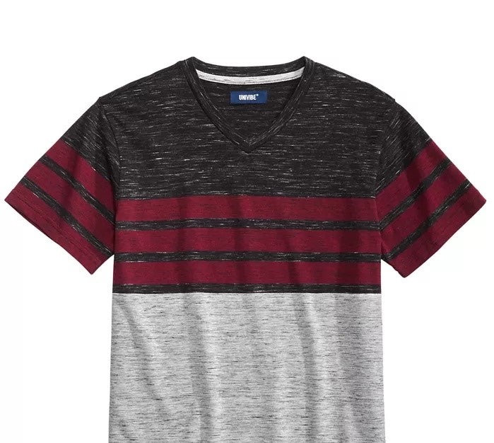 Camiseta Univibe Big Boys Valle Colorblocked Stripe Gola V Preta Tamanho Grande