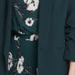 Blazer feminino DKNY com manga franzida e frente aberta, verde, tamanho 12