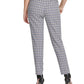 Calça skinny feminina DKNY estilo pied-de-poule com cintura fixa, azul, tamanho 14